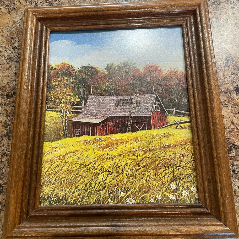 Vintage framed barn picture